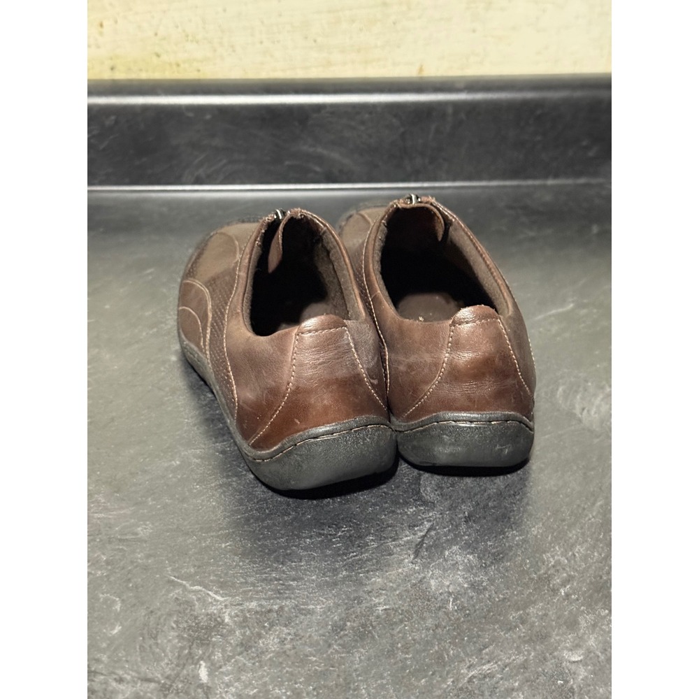 Clarks Springers Brown Leather Front Zip Loafers Womens 7.5M 79613 Casual Shoes - Picture 4 of 8